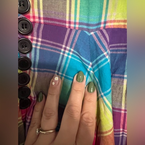 Retro inspired Handmade Cutesy Rainbow Plaid Women's Dress - Picture 3 of 9